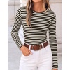 ZESICA Womens Striped Fall Long Sleeve Cute Shirt Dressy Work Going Out Top(Black)