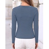 ZESICA Womens Striped Fall Long Sleeve Cute Shirt Dressy Work Going Out Top(Blue Navy)