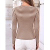 ZESICA Womens Striped Fall Long Sleeve Cute Shirt Dressy Work Going Out Top(Chestnut)