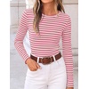 ZESICA Womens Striped Fall Long Sleeve Cute Shirt Dressy Work Going Out Top(Light Pink)