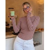 ZESICA Womens Striped Fall Long Sleeve Cute Shirt Dressy Work Going Out Top(Pink Coffee)