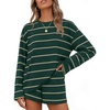 ZESICA Womens 2 Piece Striped Short Sets Fall Lounge Outfit(Deepgreen)
