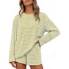 ZESICA Womens 2 Piece Striped Short Sets Fall Lounge Outfit(Jonquil)