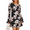 ZESICA Women’s 2026 Fall Floral Wedding Guest Cocktail Mini Dress(Black)
