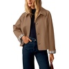 ZESICA Women’s Cropped Trench Coat Plaid Button Front Fall Jacket(Camel)