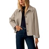 ZESICA Women’s Cropped Trench Coat Plaid Button Front Fall Jacket(Lightbeige)