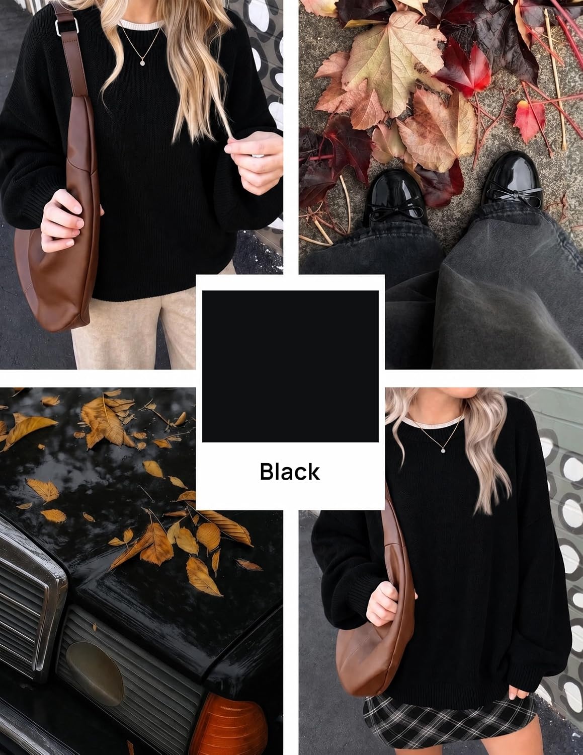 image:imageZESICA Oversized Sweaters for Women 2026 Fall Trendy Pullover TopsBlack