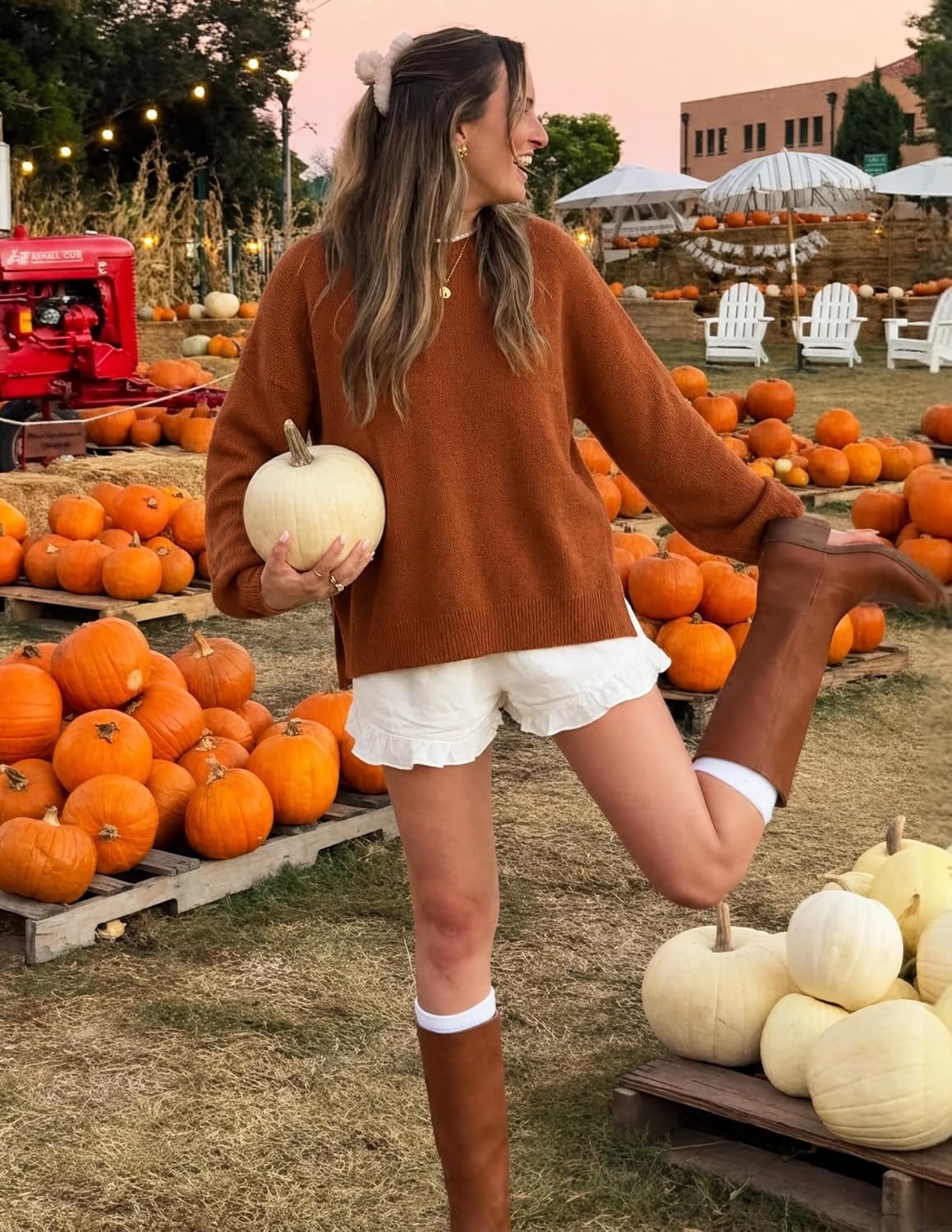 image:imageZESICA Oversized Sweaters for Women 2026 Fall Trendy Pullover TopsCaramel