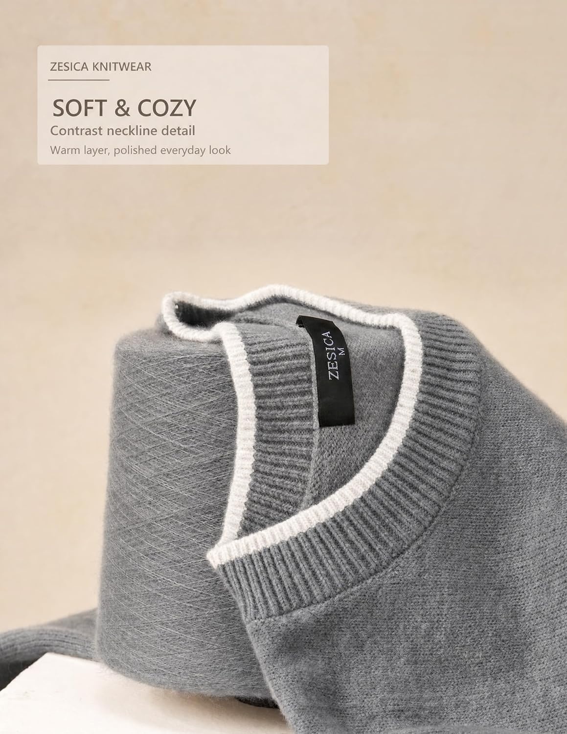 image:imageZESICA Oversized Sweaters for Women 2026 Fall Trendy Pullover TopsGrey