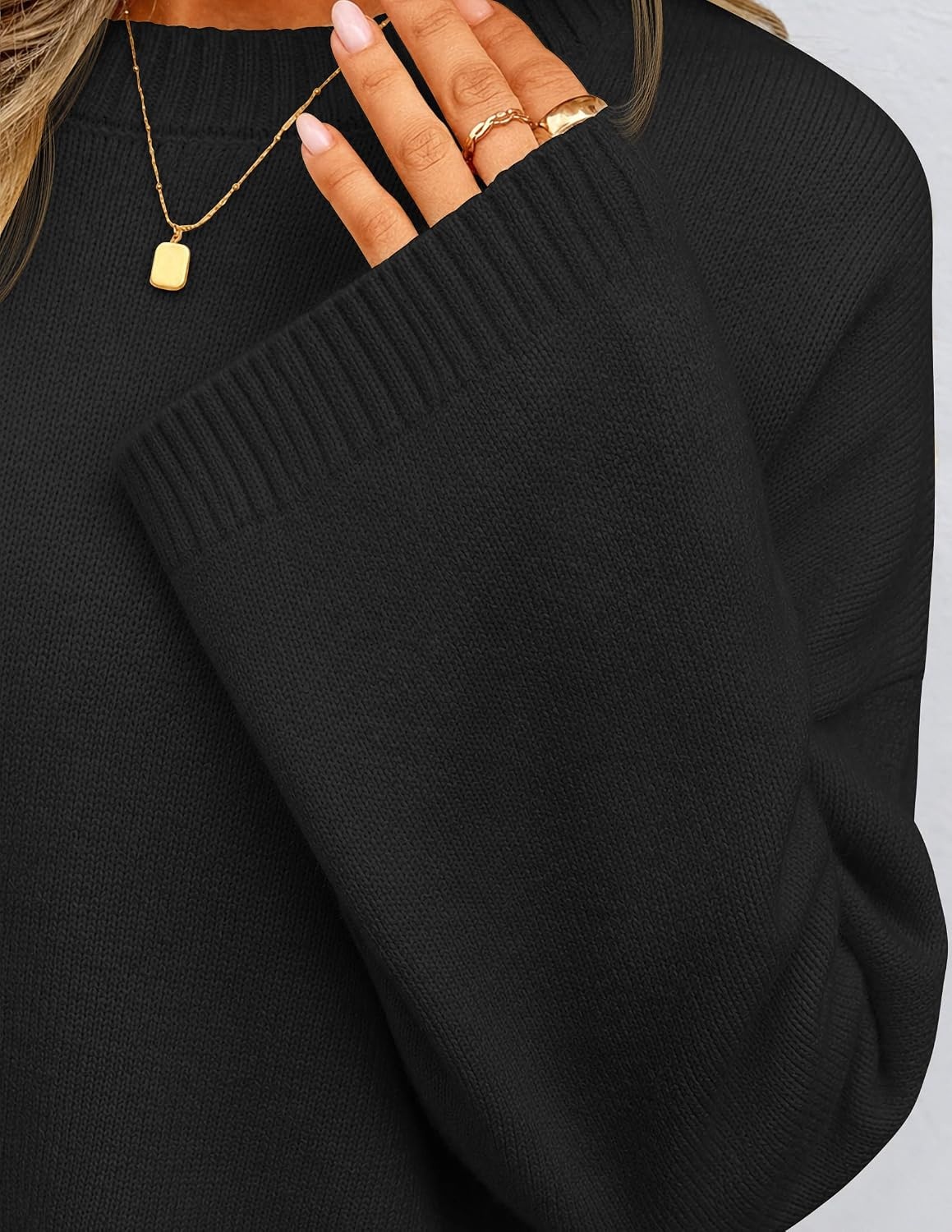 image:imageZESICA Womens Fall Winter Sweaters 2026 Lace Trim Pullover TopsBlack