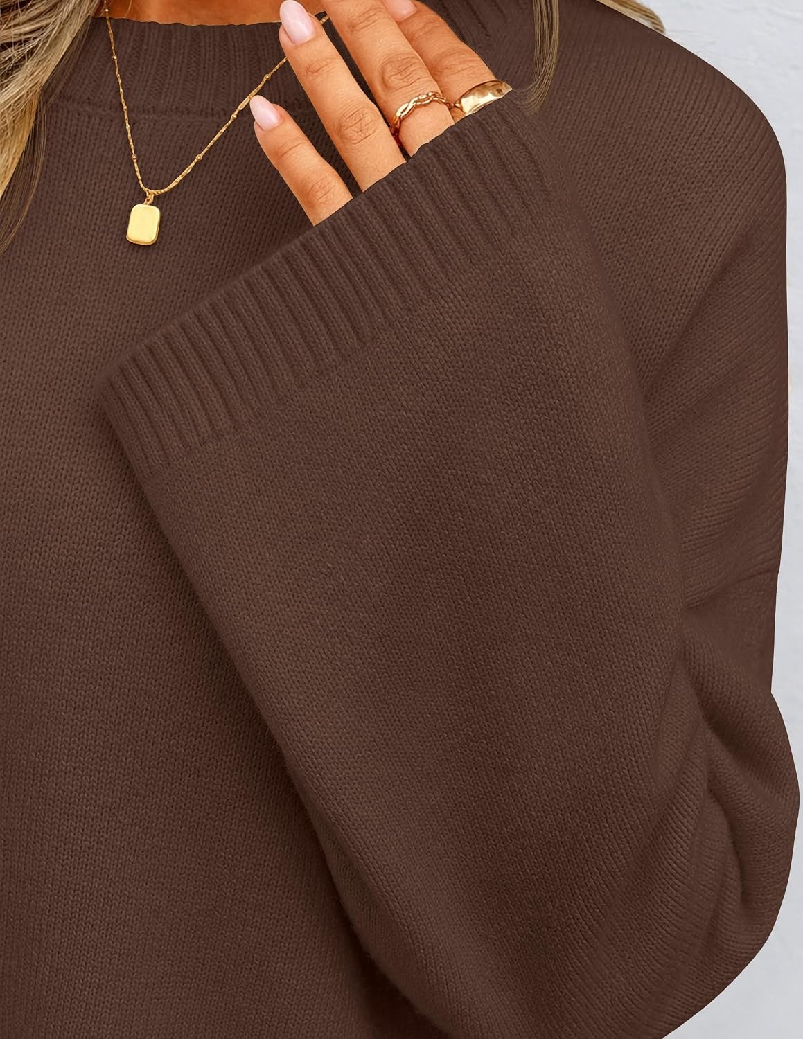 image:imageZESICA Womens Fall Winter Sweaters 2026 Lace Trim Pullover TopsBrown