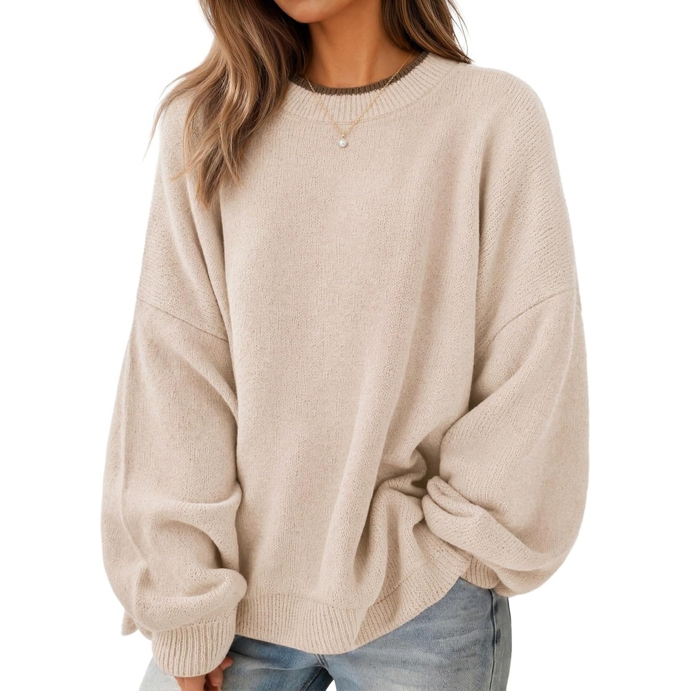 image:imageZESICA Oversized Sweaters for Women 2026 Fall Trendy Pullover TopsApricot