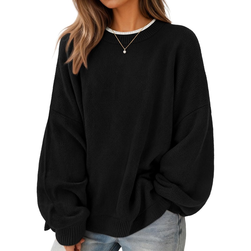 image:imageZESICA Oversized Sweaters for Women 2026 Fall Trendy Pullover TopsBlack