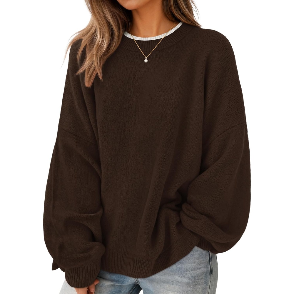 image:imageZESICA Oversized Sweaters for Women 2026 Fall Trendy Pullover TopsDark Brown