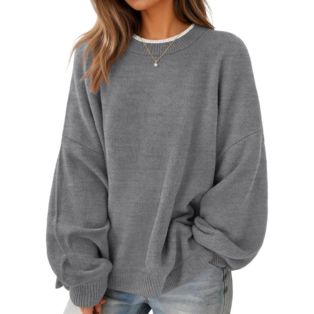 image:imageZESICA Oversized Sweaters for Women 2026 Fall Trendy Pullover TopsGrey