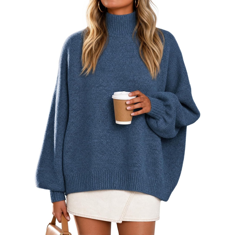 image:imageZESICA Womens Fall Winter Long Sleeve Turtleneck Oversized SweatersDusty Blue