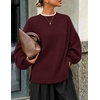 ZESICA Oversized Sweaters for Women 2026 Fall Trendy Pullover Tops(Burgundy)