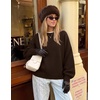 ZESICA Oversized Sweaters for Women 2026 Fall Trendy Pullover Tops(Dark Brown)