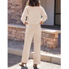 ZESICA Women’s 2 Piece Outfits 2026 Fall Lounge Pajama Sets(Apricot)