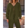 ZESICA Women’s 2 Piece Outfits 2026 Fall Lounge Pajama Sets(Armygreen)