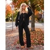 ZESICA Women’s 2 Piece Outfits 2026 Fall Lounge Pajama Sets(Black)