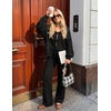 ZESICA Women’s 2 Piece Outfits 2026 Fall Lounge Pajama Sets(Black)
