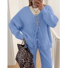 ZESICA Women’s 2 Piece Outfits 2026 Fall Lounge Pajama Sets(Blue)