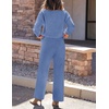 ZESICA Women’s 2 Piece Outfits 2026 Fall Lounge Pajama Sets(Blue)