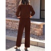 ZESICA Women’s 2 Piece Outfits 2026 Fall Lounge Pajama Sets(Caramel)
