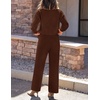 ZESICA Women’s 2 Piece Outfits 2026 Fall Lounge Pajama Sets(Darkbrown)