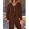ZESICA Women’s 2 Piece Outfits 2026 Fall Lounge Pajama Sets(Darkbrown)