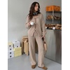 ZESICA Women’s 2 Piece Outfits 2026 Fall Lounge Pajama Sets(Khaki)