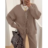 ZESICA Women’s 2 Piece Outfits 2026 Fall Lounge Pajama Sets(Khaki)