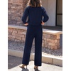 ZESICA Women’s 2 Piece Outfits 2026 Fall Lounge Pajama Sets(Navy)