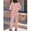 ZESICA Women’s 2 Piece Outfits 2026 Fall Lounge Pajama Sets(Pink)