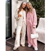 ZESICA Women’s 2 Piece Outfits 2026 Fall Lounge Pajama Sets(Pink)