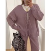 ZESICA Women’s 2 Piece Outfits 2026 Fall Lounge Pajama Sets(Taro)