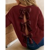 ZESICA Women’s Fall Bow Knot Oversized Sweaters Trendy Pullover Tops(Burgundy)