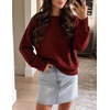 ZESICA Women’s Fall Bow Knot Oversized Sweaters Trendy Pullover Tops(Burgundy)