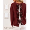 ZESICA Women’s Fall Bow Knot Oversized Sweaters Trendy Pullover Tops(Burgundy)