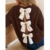 ZESICA Women’s Fall Bow Knot Oversized Sweaters Trendy Pullover Tops(Cocoa Brown)