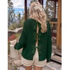 ZESICA Women’s Fall Bow Knot Oversized Sweaters Trendy Pullover Tops(Dark Green)