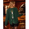 ZESICA Women’s Fall Bow Knot Oversized Sweaters Trendy Pullover Tops(Dark Green)