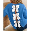 ZESICA Women’s Fall Bow Knot Oversized Sweaters Trendy Pullover Tops(Klein Blue)