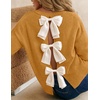 ZESICA Women’s Fall Bow Knot Oversized Sweaters Trendy Pullover Tops(Mustard Yellow)