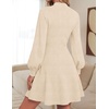 ZESICA Womens Fall Mock Neck Long Lantern Sleeve Sweater Mini Dress(Apricot)