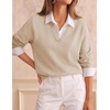 ZESICA Women’s Fall Winter Cozy Sweaters V Neck Loose Warm Pullover Tops(Apricot)