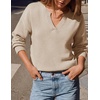 ZESICA Women’s Fall Winter Cozy Sweaters V Neck Loose Warm Pullover Tops(Apricot)