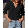 ZESICA Women’s Fall Winter Cozy Sweaters V Neck Loose Warm Pullover Tops(Black)