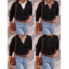 ZESICA Women’s Fall Winter Cozy Sweaters V Neck Loose Warm Pullover Tops(Black)
